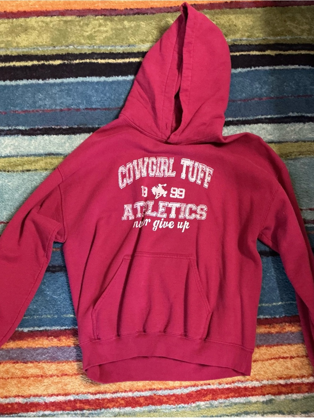 Cowgirl Tuff Women’s Hoodie “Never Give Up” Athletic Dept Large